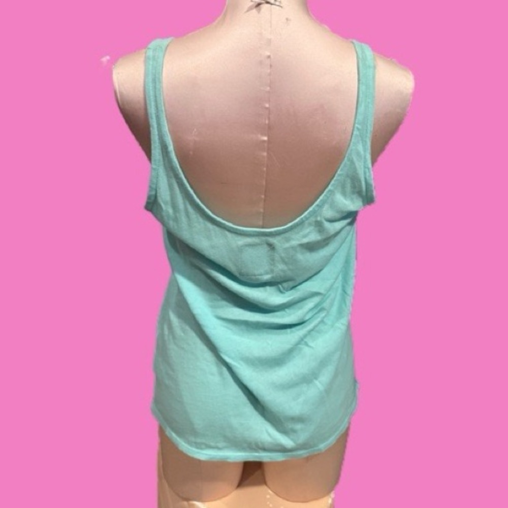 BNWOT Women's Cotton Aqua Button-Down Tank Top - Picture 5 of 7